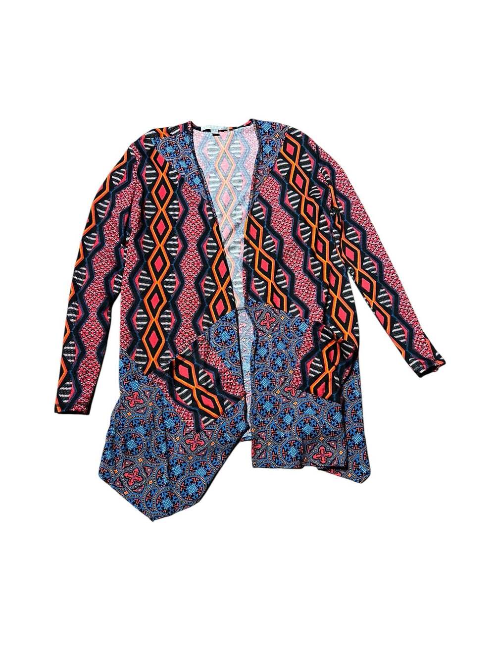 Valerie Stevens Women's Multi-Colored Patterned Open Front Cardigan